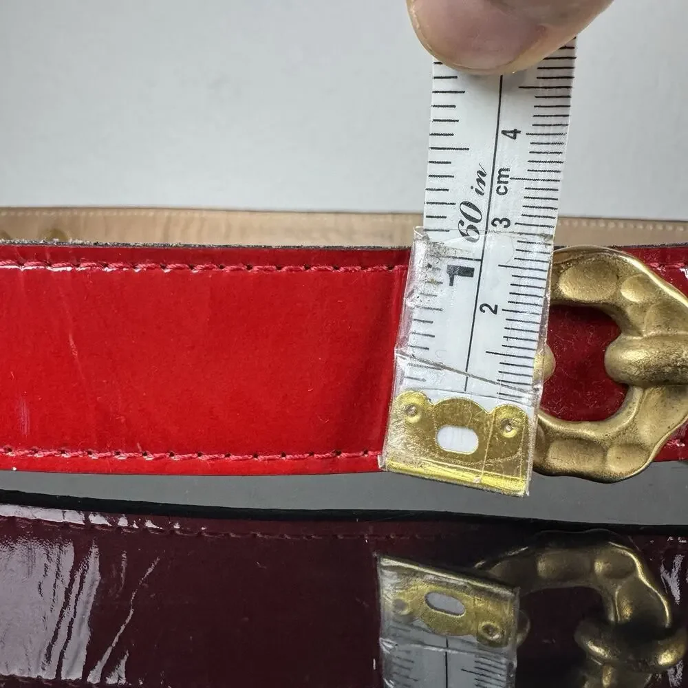Leatherock Red Leather Belt Gold Hardware 8452 Sz M